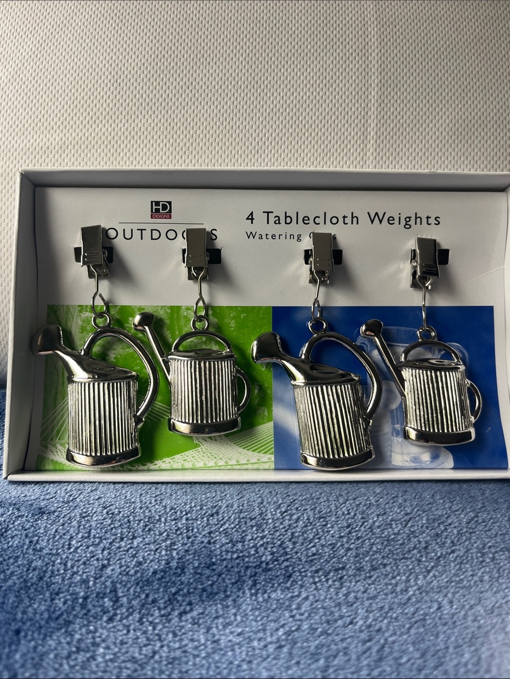 Silver Metal Watering Can Tablecloth Weights - may be used as charms/pendants.
